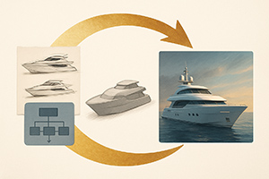 3D yacht design image – process preview
